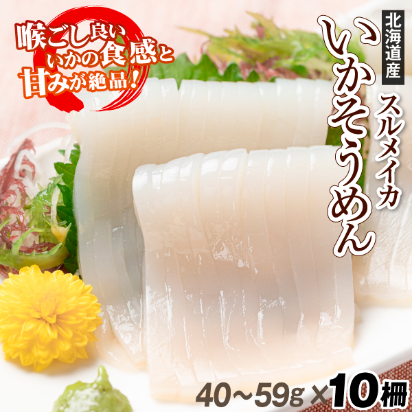 いか 北海道産 いかそうめん 10柵 送料無料 スルメイカ 400～590g お刺身 細切 業務用 個包装 海鮮丼 冷凍便 食品