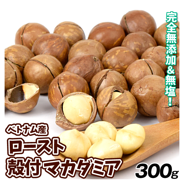 マカダミアナッツ 殻付き ロースト 300g オープナー付 ベトナム産 無添加 食塩不使用 メール便 送料無料 食品