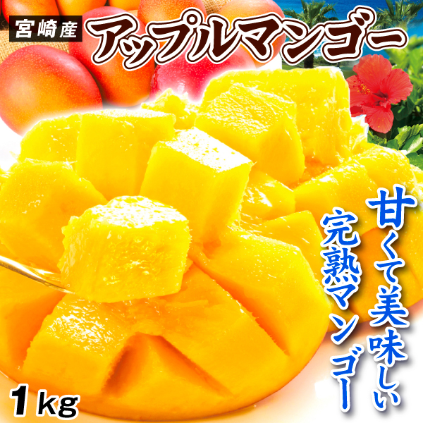 マンゴー ふぞろいアップルマンゴー 1kg 宮崎産 ご家庭用 宮崎マンゴー 芒果 完熟 2～8玉 太陽のタマゴ 送料無料 食品