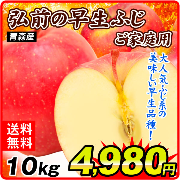 りんご 10㎏ ご家庭用 弘前の早生ふじ 青森産 早生品種 ふじ 訳あり 送料無料 食品