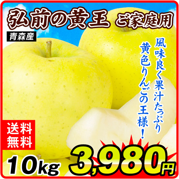 りんご 10㎏ ご家庭用 弘前の黄王 青森産  訳あり 送料無料 食品【8月下旬より出荷予定】