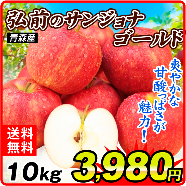 りんご 10㎏ ご家庭用 弘前のサンジョナゴールド 青森産  訳あり 送料無料 食品