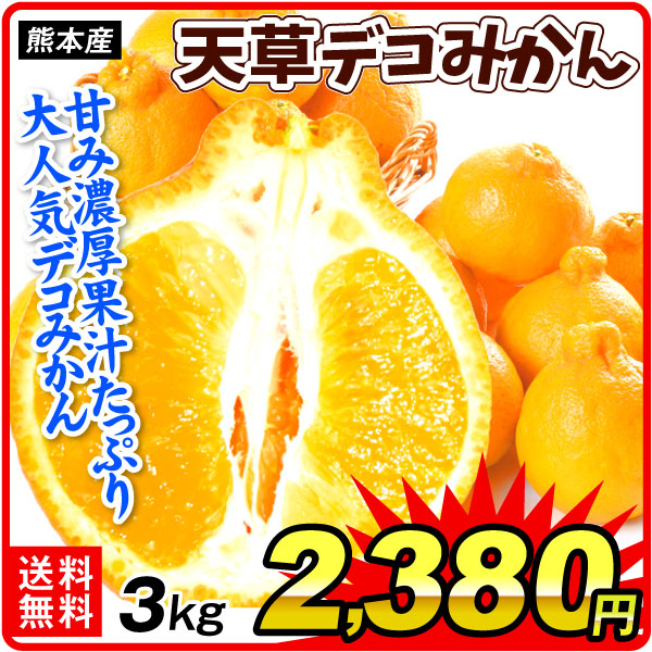 みかん 3kg 天草デコみかん 熊本産 デコ 不知火 柑橘 果物 フルーツ 送料無料 食品