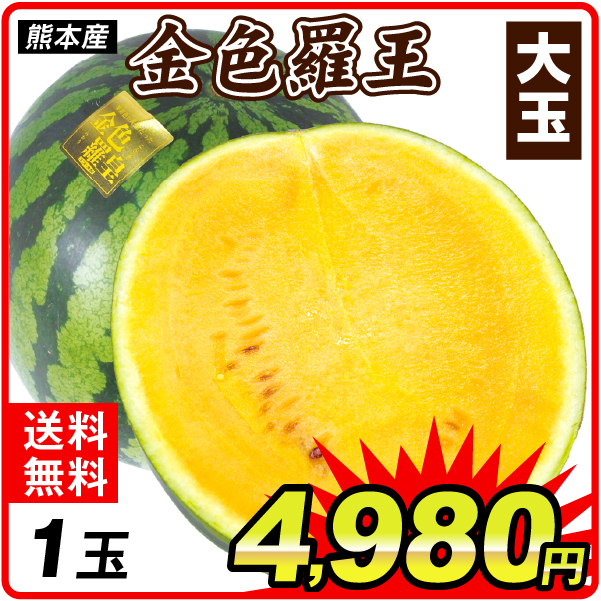 スイカ 1玉 金色羅皇 熊本産 送料無料 食品