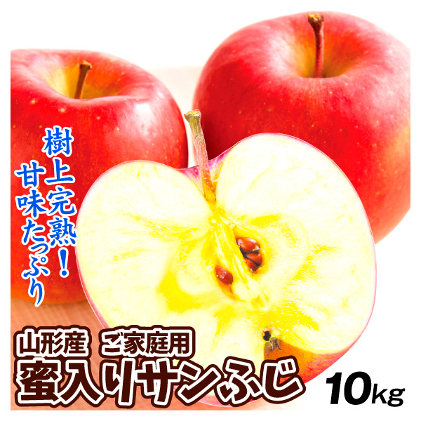 りんご 10kg 蜜入りサンふじ ご家庭用 山形産 送料無料 食品