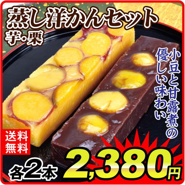 蒸し羊かんセット 4本（芋・栗 各2本） 食品 送料無料 ポスト投函