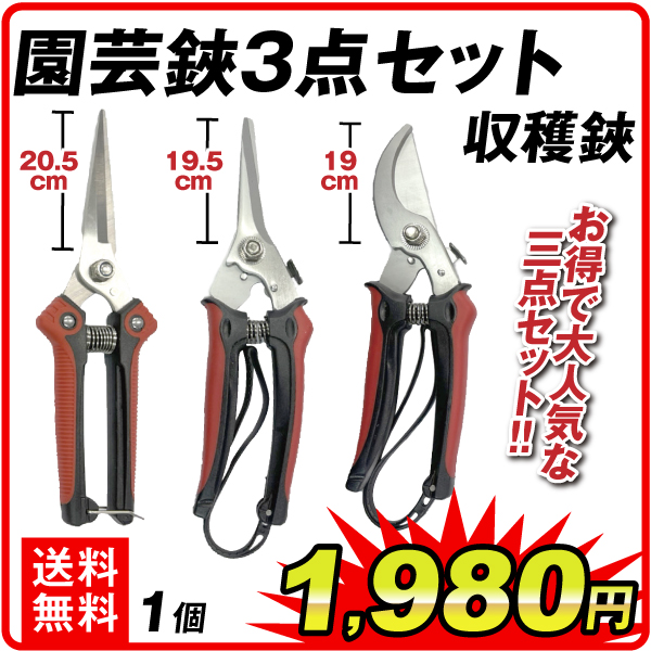 収穫鋏3点セット １個 収穫鋏三点セット 園芸鋏 農作業 剪定鋏 ガーデニング 庭活
