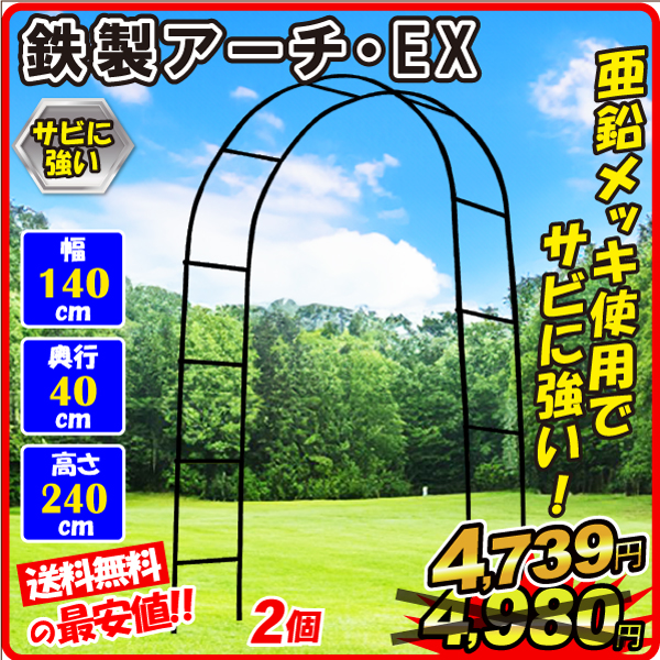 鉄製アーチEX黒　2個 アーチ ガーデンアーチ ローズアーチ バラアーチ アイアン ガーデニング 庭 玄関 門 フラワー つるバラ 薔薇