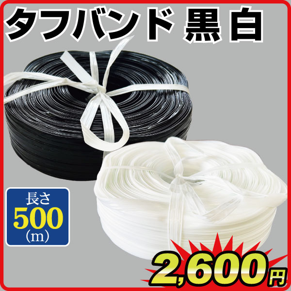 ひも テープ タフバンド 1.5cm×500ｍ 黒 白 1個 国華園