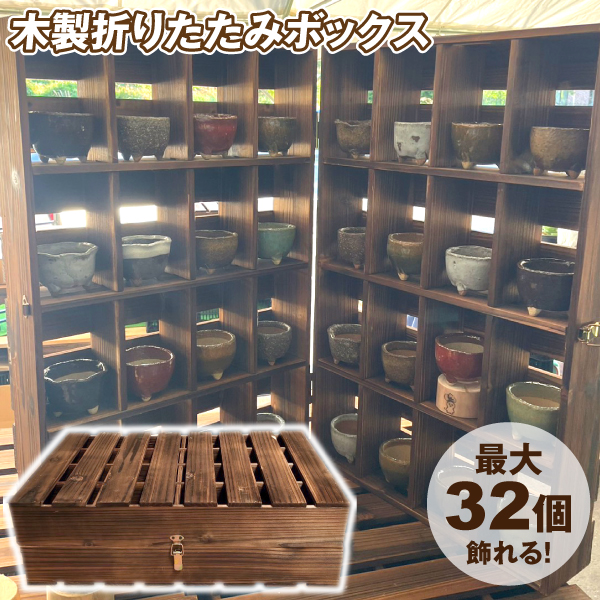 コレクションケース 木製 ショーケース 折りたたみ ボックス 飾り棚 ディスプレイ 観賞用 収納 おしゃれ 国華園オリジナルデザイン 多肉植物 ミニ盆栽 木製折り畳みボックス 1個