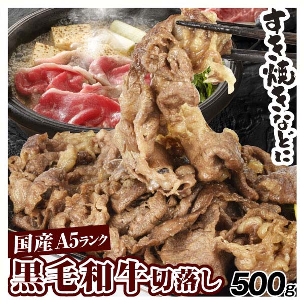黒毛和牛 500g 切落し 国産 A5等級 肉 スライス 食品 冷凍便