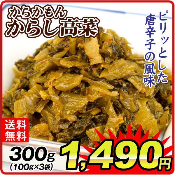 高菜 からかもん 100g×3袋 からし高菜 食品 送料無料 ポスト投函
