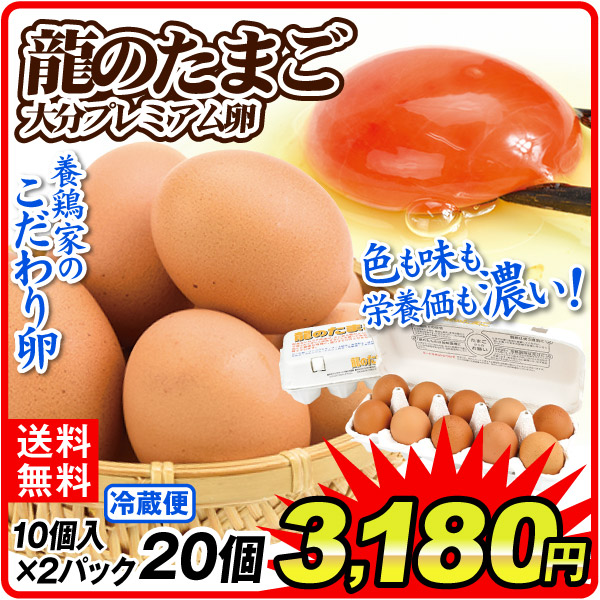 龍のたまご 2パック1組 20個 1パック10個入り 国産 ブランド たまご 卵 玉子 送料無料 冷蔵便 食品
