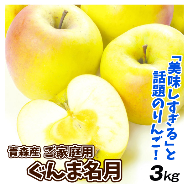 りんご 3kg 青森産 ぐんま名月 ご家庭用 送料無料 希少品種 林檎 フルーツ 食品 国華園
