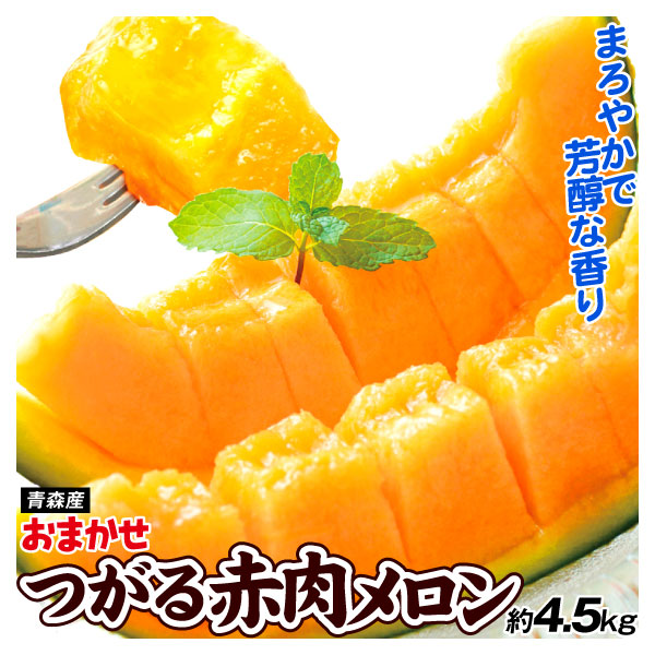 メロン 約4.5kg おまかせ つがる赤肉メロン 青森産 送料無料 食品