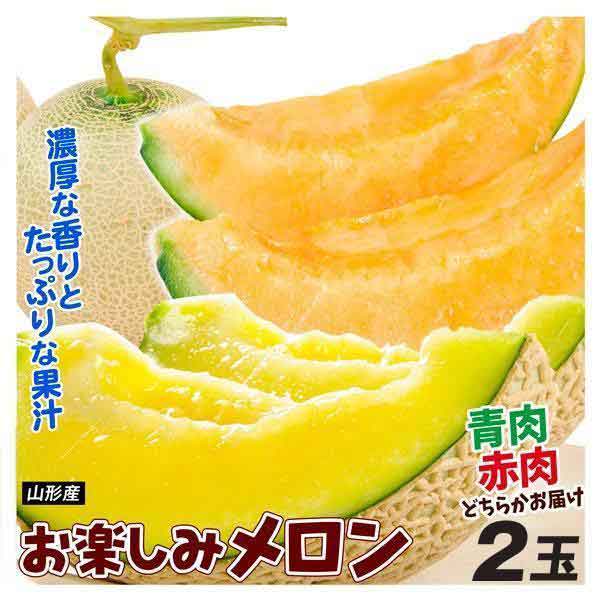 メロン 2玉（1玉あたり約1.2～1.5kg） 庄内お楽しみメロン 山形産 送料無料 食品