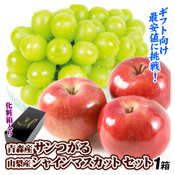 果物セット 青森産 サンつがる＆山梨産 シャインマスカット セット りんご ぶどう 詰め合わせ ギフト フルーツ 送料無料 食品