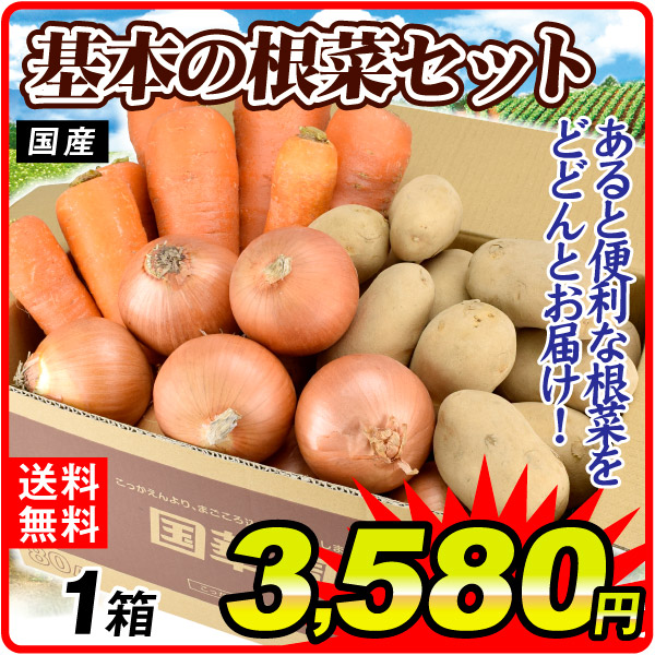 野菜セット 基本の根菜セット 3品目 1箱 国産 じゃがいも たまねぎ にんじん 詰め合わせ 送料無料 食品