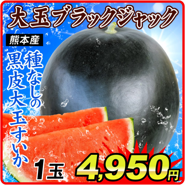 すいか 1玉 ブラックジャック熊本産 ご家庭用 送料無料 食品
