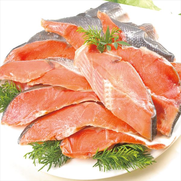 天然紅鮭 切り身 尾 1kg ロシア産 塩鮭 甘塩仕立て 食品 冷凍便