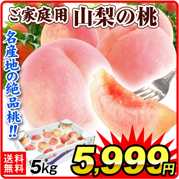 もも 5kg ご家庭用 山梨の桃 山梨産 送料無料 食品