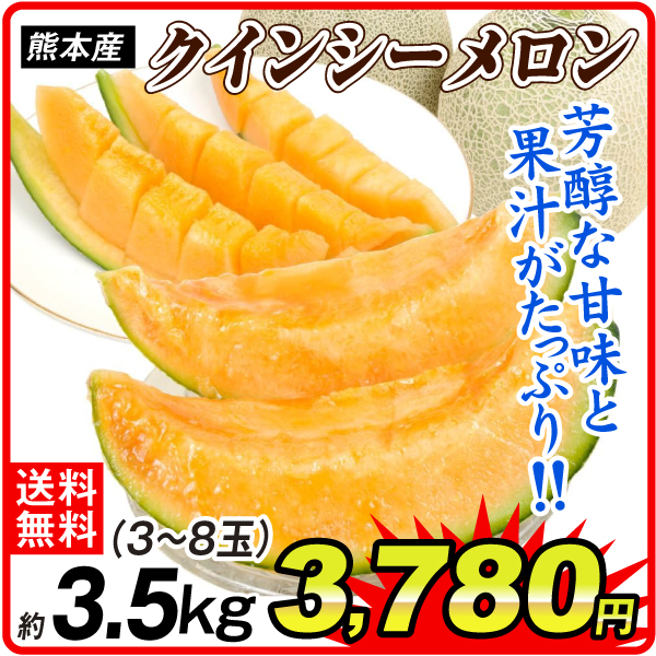 メロン 約3.5kg クインシーメロン 熊本産 送料無料 食品