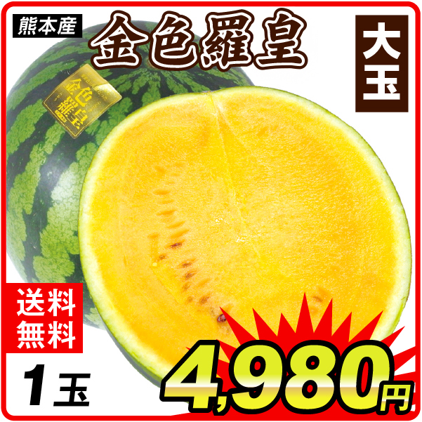 スイカ 1玉 金色羅皇 熊本産 大玉 送料無料 食品
