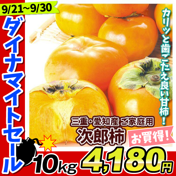 柿 約10kg 大特価 次郎柿 愛知産 甘柿 ご家庭用 訳あり じろう 送料無料 食品