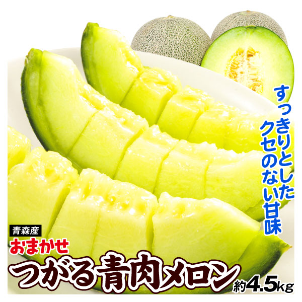 メロン 約4.5kg つがる青肉メロン 青森産 品種おまかせ ご家庭用 送料無料 食品