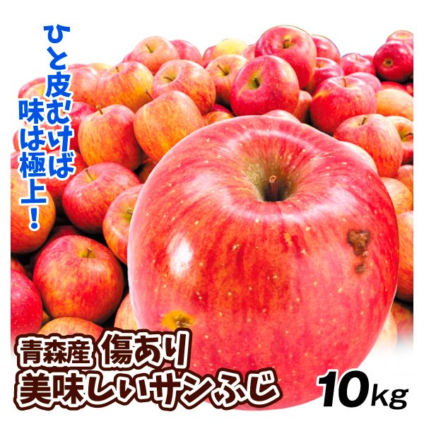 りんご 10kg 傷あり 美味しいサンふじ 青森産 送料無料 食品