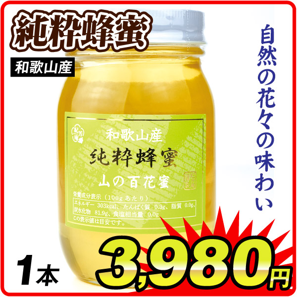はちみつ 和歌山産 純粋蜂蜜 1本 600ｇ 食品