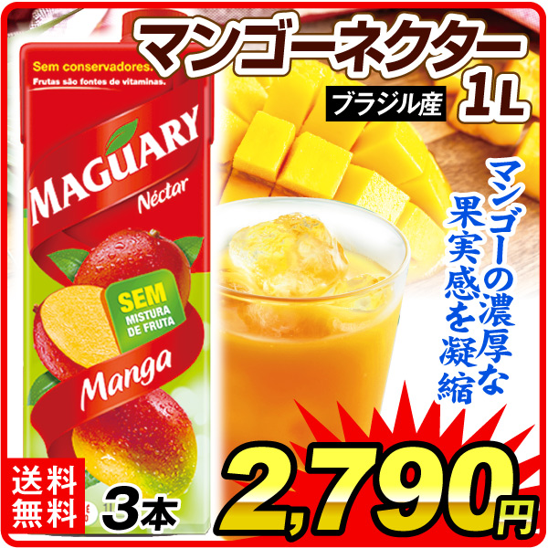 飲料 マンゴーネクター 1リットル×3本 ジュース 果汁 送料無料 食品