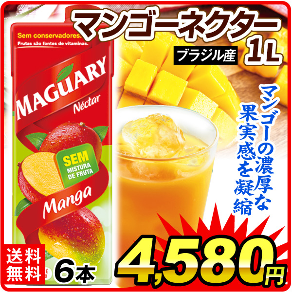 飲料 マンゴーネクター 1リットル×6本 ジュース 果汁 送料無料 食品