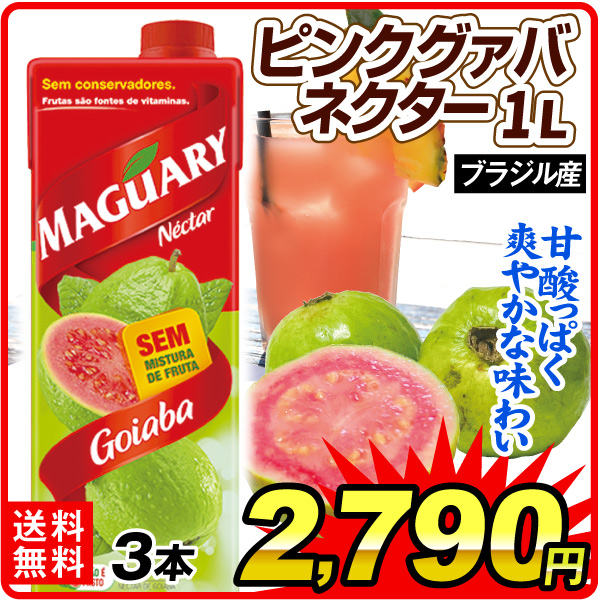 飲料 ピンクグァバネクター 1リットル×3本 ジュース 果汁 送料無料 食品