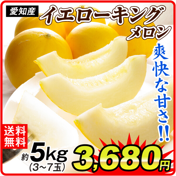 メロン 約4kg イエローキングメロン3～7玉 送料無料 食品