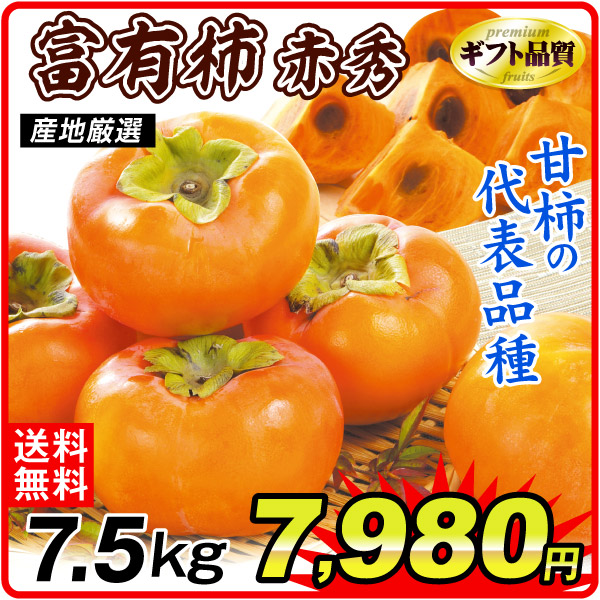 かき 産地厳選 赤秀 富有柿 7.5ｋｇ 送料無料 食品