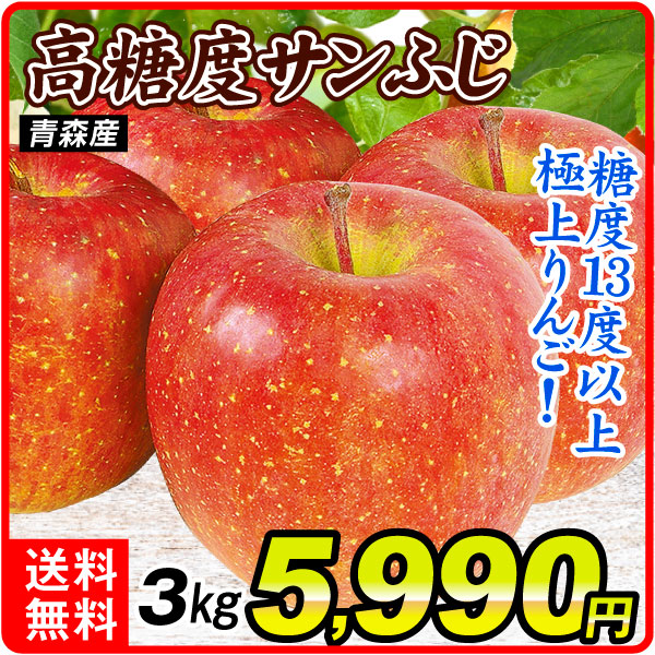 りんご 青森産 ギフト用 高糖度サンふじ 3ｋｇ 送料無料 食品