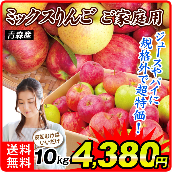 りんご 10kg ミックスりんご 加工用 青森産 送料無料 食品