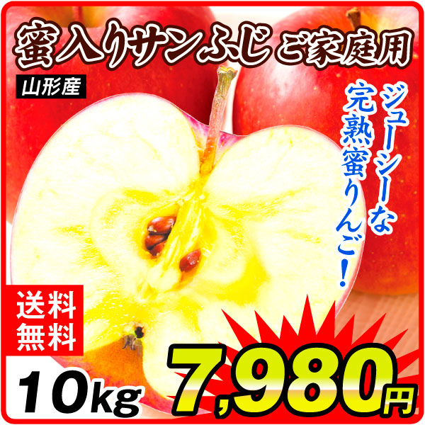 りんご 10kg ご家庭用 蜜入りサンふじ 山形産 送料無料 食品