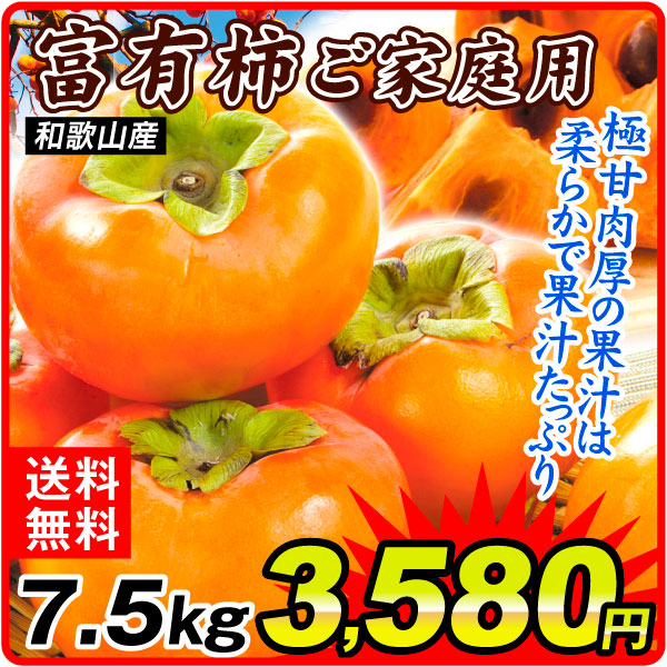 柿 7.5kg ご家庭用 富有柿 和歌山産 送料無料 食品