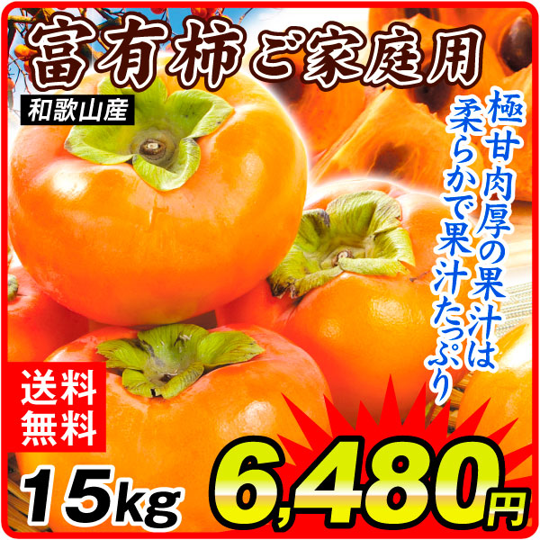 柿 15kg ご家庭用 富有柿 和歌山産 送料無料 食品