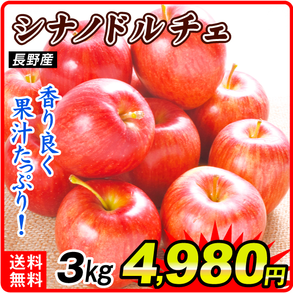 りんご 3kg ご家庭用 シナノドルチェ 長野産 送料無料 食品