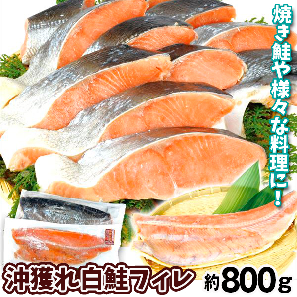 沖獲れ白鮭 フィレ 半身 約800g 塩鮭 冷凍便 食品