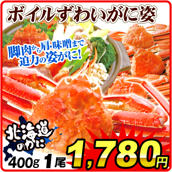 かに ボイルずわい蟹姿 1尾 北海道産 茹で蟹 冷凍便 食品