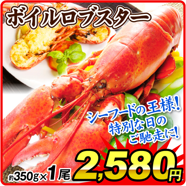 えび ボイルロブスター 1尾 ボイル済み 350g前後 クリスマス 迎春 冷凍便 食品