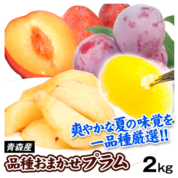 すもも 青森産 品種おまかせ プラム 2kg 冷蔵 送料無料 食品
