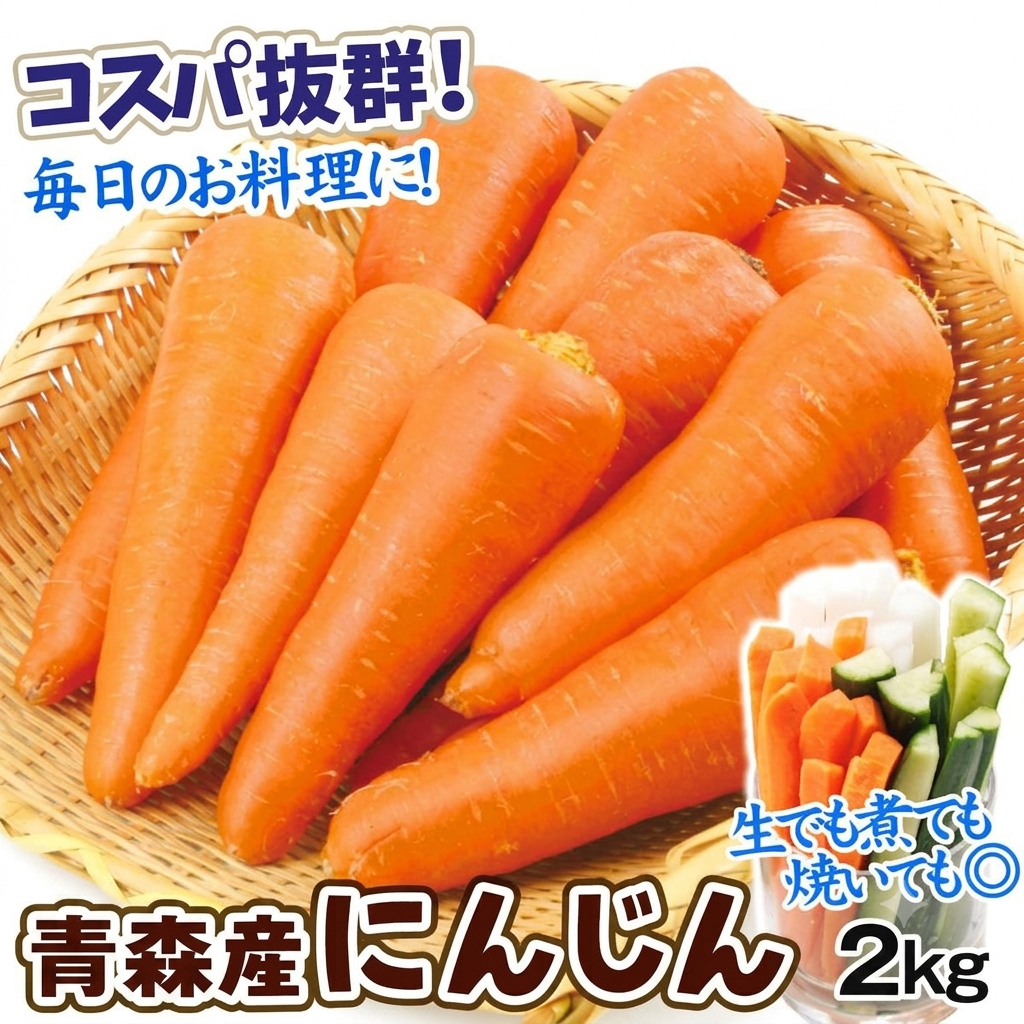 にんじん 2kg 青森産 無選別 送料無料 食品