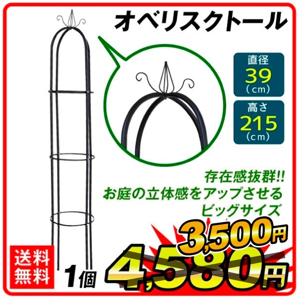 オベリスク・トール 1個組 直径39・高さ215 ガーデニング 誘引 アイアン 鉄製