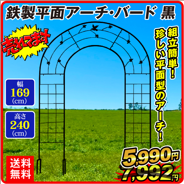 鉄製平面アーチ・バード 1個 アーチ ガーデンアーチ ローズアーチ バラアーチ アイアン ガーデニング 庭 玄関 門 フラワー つるバラ 薔薇