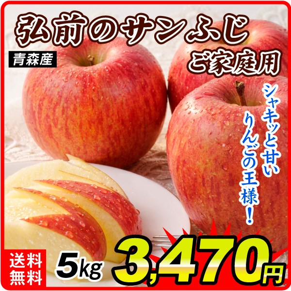 りんご 5㎏ 別格の甘さ ご家庭用 弘前のサンふじ ネット限定 青森産  訳あり 送料無料 食品